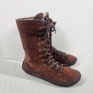 Patagonia Makazin Lace High Cattail Boots Size 7 Brown Suede Leather Rare